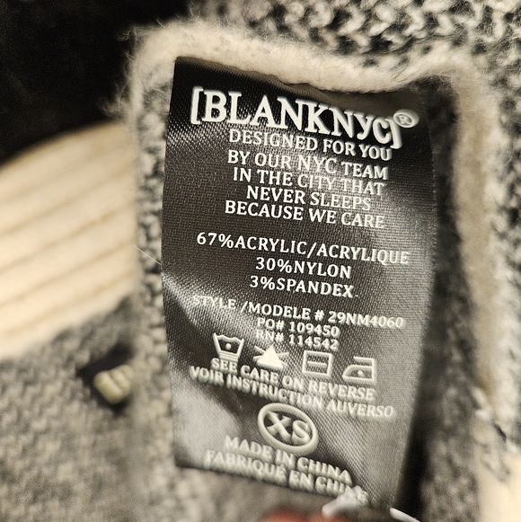 BLANK NYC Star Pattern Open Front Knit Cardigan - Cream & Charcoal - Picture 6 of 8